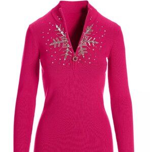 Boston Proper Snowflake Zip Sweater